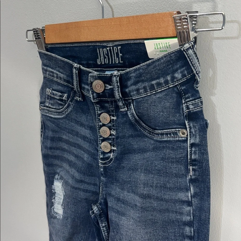 Justice Jeans Girls Size 10 Slim Blue Jegging High Rise Stretchy Button Fly